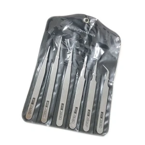 Stainless Steel Precision Tweezers Bent Straight Tweezers Electronic Repair - Picture 1 of 7