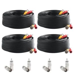 BNC Video Power Cable (4 Pack 100 Feet) Video Security Camera Cable Wire with... - Picture 1 of 7