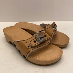 Scholl Wooden Exercise Sandal Clog Brown Made in Austria Women's 5 NWOT - Picture 1 of 10