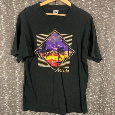 Camiseta Top De Colección Keehn Scenes Florida Sunset Puntada Única Negra Años 80 EE. UU. Talla Grande Foto 1 de 4