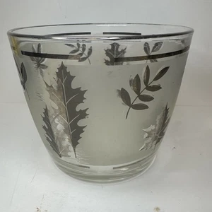 Vintage Libbey Silver Leaf Foliage Frosted Ice Bucket Pail USA 1960’s MCM - Picture 1 of 2