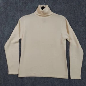 Carter Club Sweater Womens Small Cream Wool Turtleneck Pullover Merino Classic - Picture 1 of 8