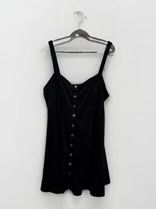 Forever 21 Faux Suede Fit Flare Snap Front Mini Dress Black Plus Size 3X Stretch - Picture 1 of 13