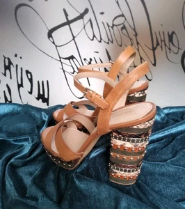 "ALDO" HIGH HEEL 13CM RIEMCHEN PLATEAU REPTIL-OPTIK+NIETEN BRAUN/GOLD NEU‼️ - Bild 1 von 13