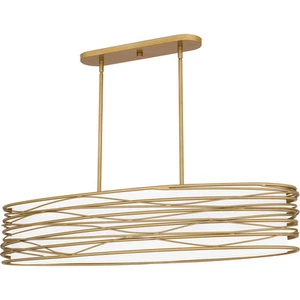 Light Gold Five Light Linear Chandelier from the Spiral Collection - Picture 1 of 7