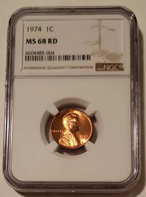 1974 Lincoln Memorial Cent MS68 RED NGC Rare High-Grade - Image 1 of 4