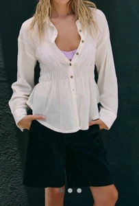 Blusa Free People para damas Kota con botones talla XL - Imagen 1 de 7