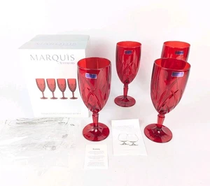 NEW Waterford Crystal Marquis BROOKSIDE Set of 4 Red Iced Beverage Tea 8 3/8" - Picture 1 of 7