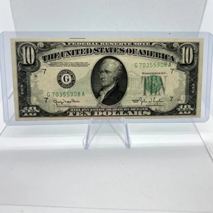 UNC Two Note Sequential SN Lot Old Design $10 Dollar Bill Series 1950 (70355908) - Picture 1 of 4