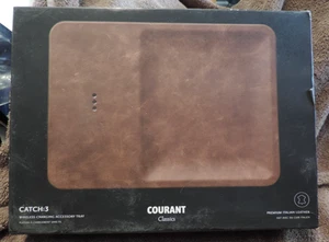 Courant Classics Catch 3 Plateau d'accessoires de charge sans fil marron cuir italien - Photo 1 sur 2