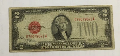 1928 F $2.00 DOLLAR RED SEAL NOTE very nice circulated DA Block - Image 1 of 2