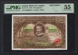 Angola 20 Angolares 1927 P73s "Specimen" About Uncirculated - Picture 1 of 2