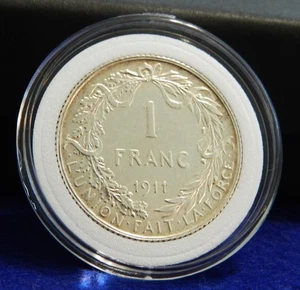 1911 Belgium 1 Franc - Albert - French Text - Fantastic Silver Coin - See PICS - Imagen 1 de 2