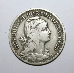 S8 - Portugal 50 Centavos 1929 Very Fine + Coin - Lady Liberty - Picture 1 of 2