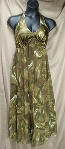 DressBarn Size 6 Green Camo Tropical Floral Halter, Maxi Floaty Outer Panel Over - Picture 1 of 9