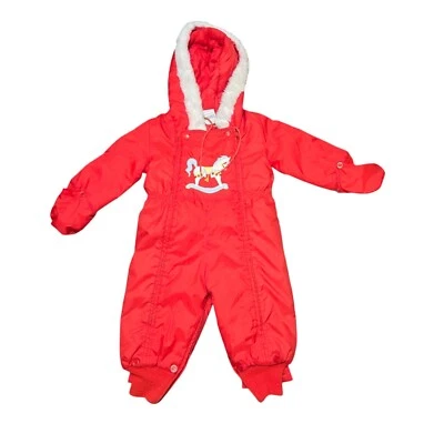 Traje de nieve infantil rojo vintage Sears 6-24 meses para bebés 26 pulgadas-34 pulgadas de alto Foto 1 de 4