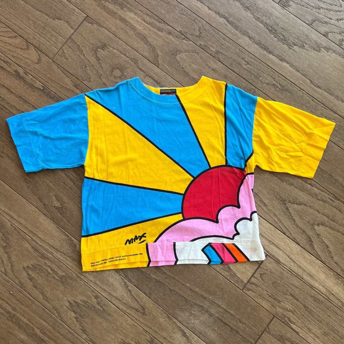 状態良！ ピーターマックス ヴィンテージ Tシャツ イエローピンク ネオ 