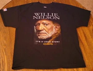Rare Willie Nelson “It’s A Long Story My Life”. Promo Autobiography Tshirt XL - Picture 1 of 6