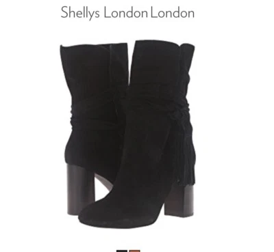 Shellys London Womens Black Suede Tassel Ankle Edgy-Chic Boots, Sz. 7.5 M $60 - Image 1 of 4