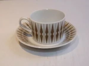 Arabia Finland kleine Tasse/Untertasse, Retro geometrisches Design - Bild 1 von 5