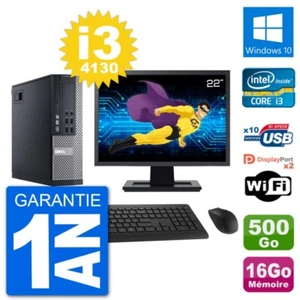PC Dell 9020 SFF Ecran 22" Intel i3-4130 RAM 16Go Disque 500Go Windows 10 Wifi - Photo 1/3