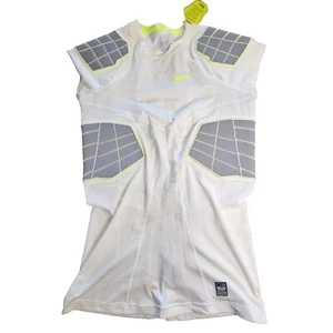 Stains* Nike Pro Combat Mens Shirt 2XL XXL White Yellow NWT Foam De-Tech O6a - Picture 1 of 15