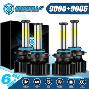 6-sides 9005 9006 Combo LED Headlight High Low Beam Bulbs 475000LM 6500K White - Picture 1 of 15