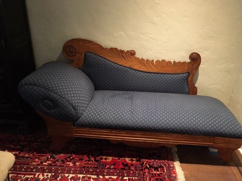 1800s Eastlake Victorian Oak Fainting Couch Antique Furniture Original Cover