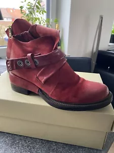 A.S.98 Airstep Rot Schuhe Stiefel Stiefeletten Biker Boots Damen Gr.37 Leder Neu - Bild 1 von 9