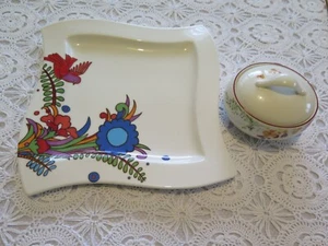 2 BEAUTIFUL VILLEROY & BOCH PIECES, NEW WAVE ACAPULCO PLATE, SMALL LIDDED BOWL - Picture 1 of 9
