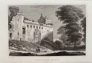 Impresión antigua de 1830; Palacio de Linlithgow, Edimburgo después del pastor - Imagen 1 de 2