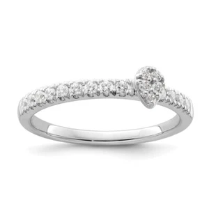 14k White Gold 1/4Ct Lab Grown Diamond Promise Band Ring Size 7 - Picture 1 of 4