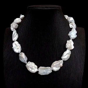 Classic Natural white luster baroque 20 mm kasumi pearl necklace 18inch - Picture 1 of 3