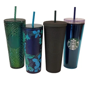 Bicchiere Starbucks Venti Cold Cup 24 oz verde gioiello borchie floreale lotto di 4 - Foto 1 di 3