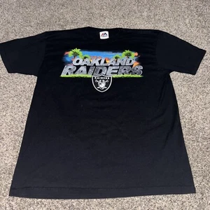 Vintage Majestic Oakland Raiders Palm Trees Skyline T Shirt Small Mark Size L - Picture 1 of 7