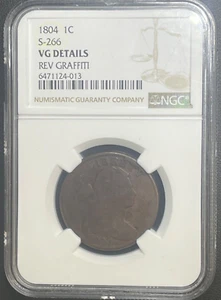 1804 Large Cent S-266, Key Date Low Mintage Coin, NGC Very Good, Rotated Reverse - Picture 1 of 5