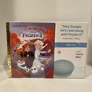 Google Home Mini Aqua & Disney Frozen II Book Bundle - New Open Box - Picture 1 of 5