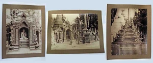Lot THREE (3) c1880s Mounted INDIA Albumen Photograph SHWE DAGON PAGODA Scenes - Picture 1 of 4