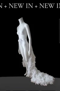 Floor length Feather Bustle Tail Train Costume Dance Fantail Burlesque Cosplay - Picture 1 of 3