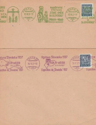 Tchecoslováquia 1937 - 2 capas - verde/violeta bons cancelamentos - Imagem 1 de 2