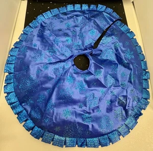 Falda Árbol Miniatura Vintage Azul Brillante Diseño Copo de Nieve 17" Diámetro - Imagen 1 de 3