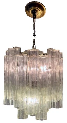 Venini Италия Тронки Мурано Художественное Стекло Хром Люстра Светильник Винтажный Mcm - Изображение 1 из 4