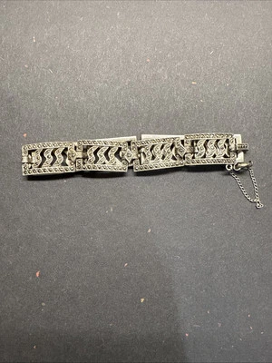 Vintage Antique Marcasite Bracelet Sterling 6.5" - Image 1 of 4