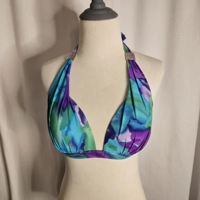 Top de bikini halter ajustable para mujer VENUS detalles plateados copa C multicolor Foto 1 de 4