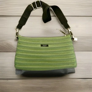 Handtasche grün Reißverschlüsse Tasche Bam Schulterschloss Schlüssel verstellbarer Riemen Modern Art Boho - Bild 1 von 12