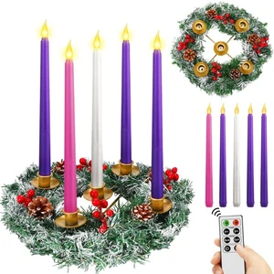 12 Zoll Weihnachten Adventskranz Kerzenhalter mit 5 flammenlosen Kerzen Fernbedienung... - Bild 1 von 7