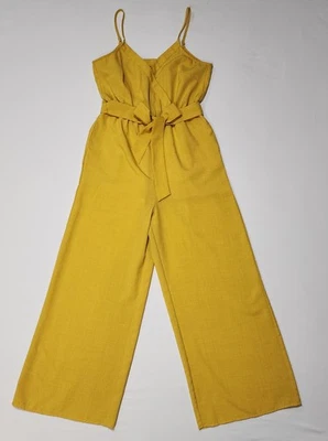 Flying Tomato Minimalist Summer Spring Yellow Mustard Sleeveless Belted Jumper M - Image 1 of 4