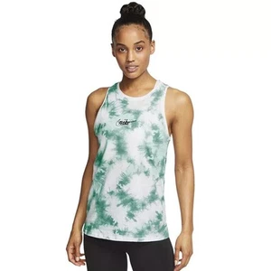 Nike Tee Tank Top Shirt Tie Dye Center Logo Check Swoosh Green Womens Small - Picture 1 of 8