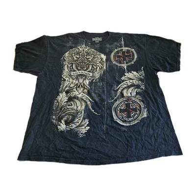 Camiseta MMA Elite Para Hombres 2XL Negra Mangas Cortas Estampado Gráfico Algodón Salvación Foto 1 de 4