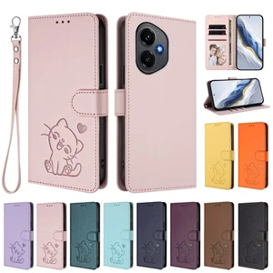 Color Leather Cat Wallet Phone Case for Samsung A07 A17 A16 A06 A15 A54 A36 A35 - Picture 1 of 21